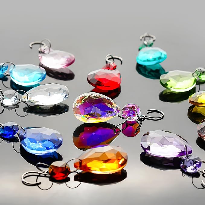 10 Pcs 3 Inch AB Crystal Bauhinia Prisms Chandelier Decor | AB Color Crystal Bauhinia Prisms Pendants Chandelier Replacement Beads Suncatcher Hanging for Window Wedding DIY Craft Decor