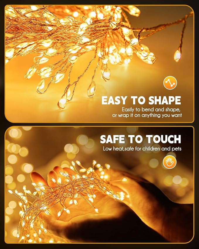 Brightown Solar String Lights for Outside, 19.6Ft 240 LED Solar String Lights Outdoor Waterproof, Solar Fairy Lights with 8 Modes for Patio Party Garden Yard Home, Warm White