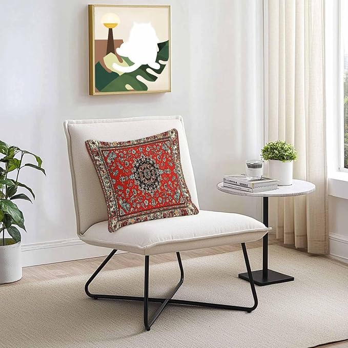 Vandarllin Outdoor Throw Pillows Covers 20x20 inch Set of 2 Waterproof Red Bohemian Decorative Zippered Cushion Covers for Patio Furniture, Boho Tribe Texture Lumbar Pillowcases
