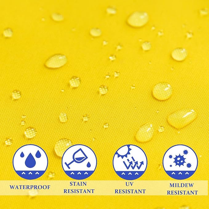 Set of 4 Yellow Outdoor Pillow Covers, Waterproof Square Pillowcases Modern Cushion Cases for Patio Couch Bench, Bright Yellow Outdoor Water-Resistant Throw Pillow Cases,18 x 18 Inch