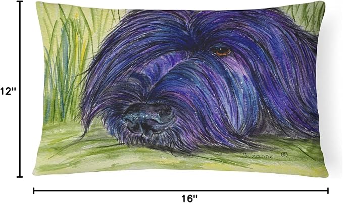 Caroline's Treasures SS8520PW1216 Briard Canvas Fabric Decorative Pillow Machine Washable, Indoor Outdoor Decorative Pillow for Couch, Bed or Patio, 12HX16W