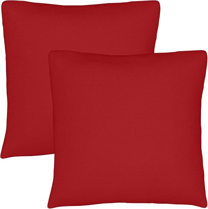 Covers & All Sunbrella Throw Pillows Set of 2, 16 x 16 Inch Square Outdoor & Indoor Cushions with Insert, Fade & UV Resistant Fabric (Canvas Jockey Red)