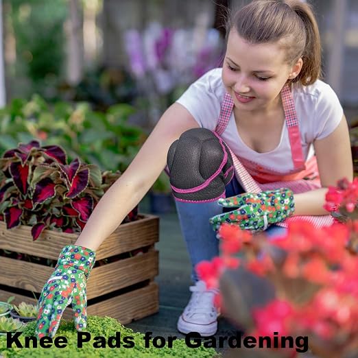 Gardening Knee Pads for Men/Women, Adjustable Mesh Fabric, Pink M (1 pair) | Non-slip Comfortable Knee Protectors, Soft EVA Foam, Flexible Pads for Gardening, Cleaning, Kneeling, Crawling, Flooring Work
