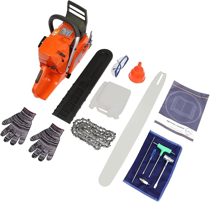 24inch Gas Chain Saw, 5.23HP 71.8CC 2-Stroke Gasoline Powered Chainsaw, Air Cooled Top Handle Gas Chainsaw Pull Start Petrol Chain Saw with Air Purification System for Wood Cutting, Trees