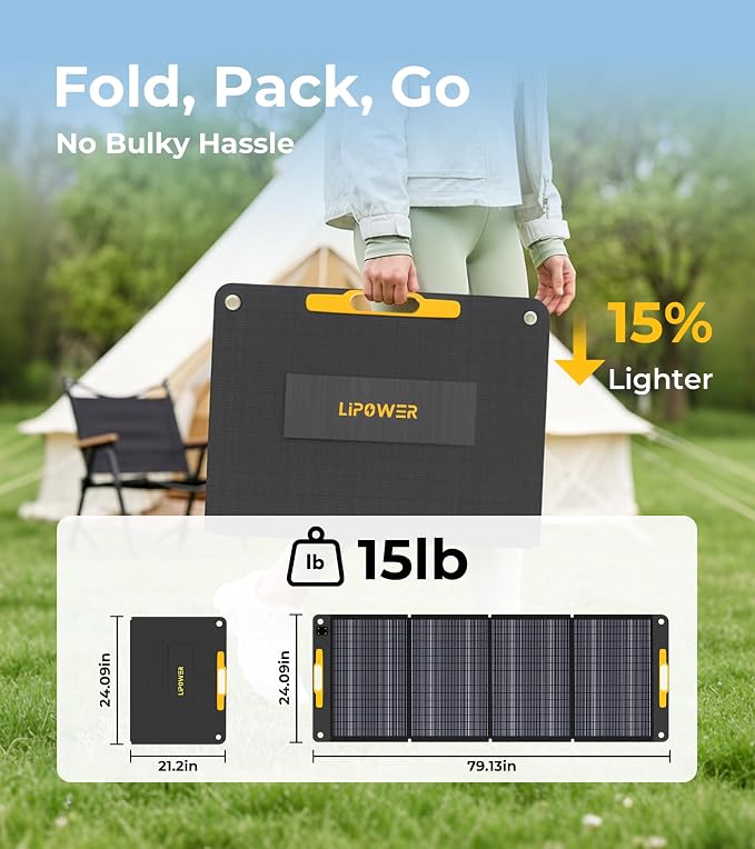 Lipower 2150Wh Power Station with 200W Solar Panel, Solar Generator 2400W/4000W Peak Pure Sine Wave LiFePO4 Battery, IP68 Waterproof ETFE Portable Solar Panel for Home Emergency Backup Camping