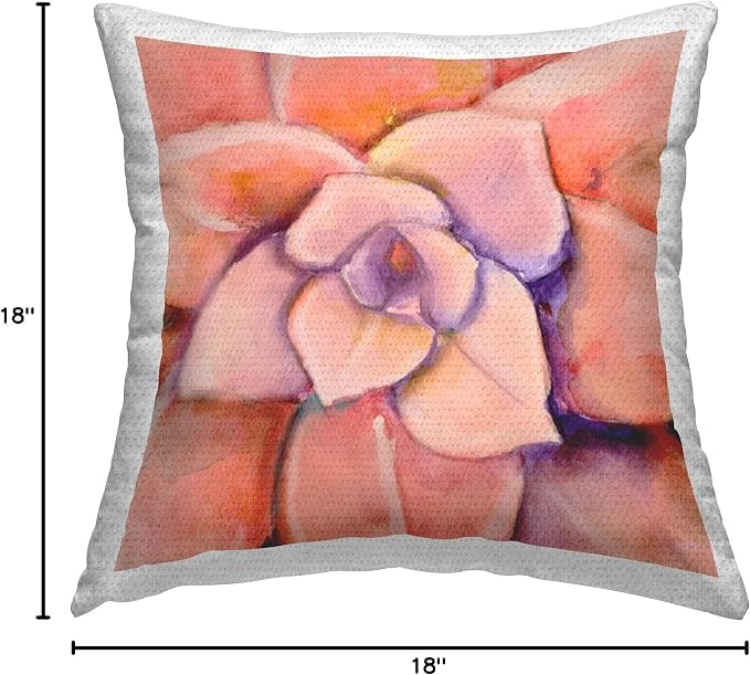 Stupell Industries | Peach Succulent Plant Leaves, 18 x 18 | Outdoor Pillow, Made in USA - By Patricia Pinto