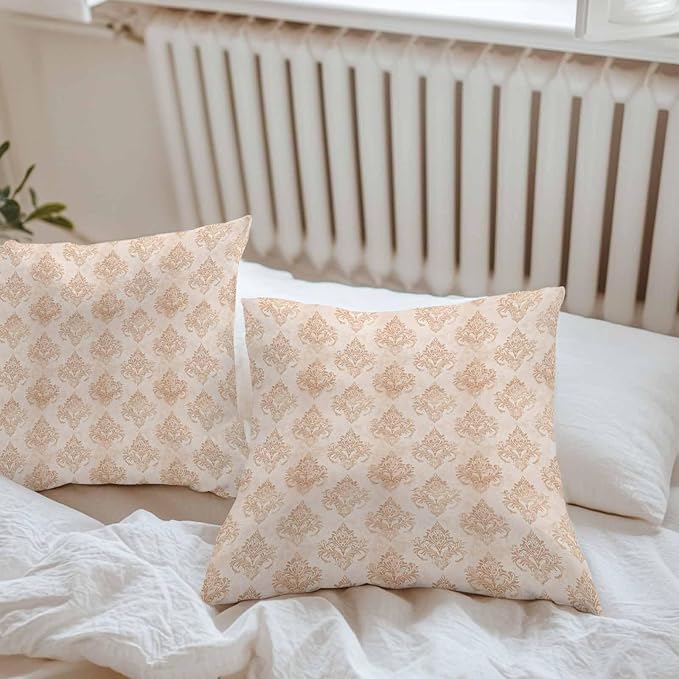 Vintage Boho Waterproof Outdoor Pillow Covers Set of 2 Home Decor, Farmhouse Chic Traditional Floral Pattern Pillowcase Patio Pillow Covers for Couch Bench Furniture Garden 24x24in