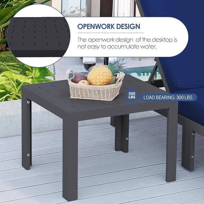 NICESOUL Extra Large Modern Aluminum Outdoor Sofa, 29" Deep Wide Seating, 500 lbs Heavy Duty Sectional Set for Heavy People, Fade & Water Resistant Patio Furniture Set for Backyard Poolside, Navy Blue