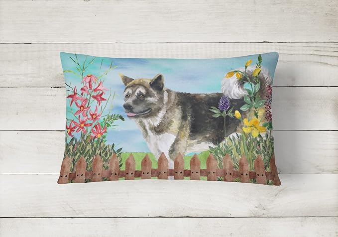 Caroline's Treasures CK1231PW1216 American Akita Spring Canvas Fabric Decorative Pillow Machine Washable, Indoor Outdoor Decorative Pillow for Couch, Bed or Patio, 12HX16W