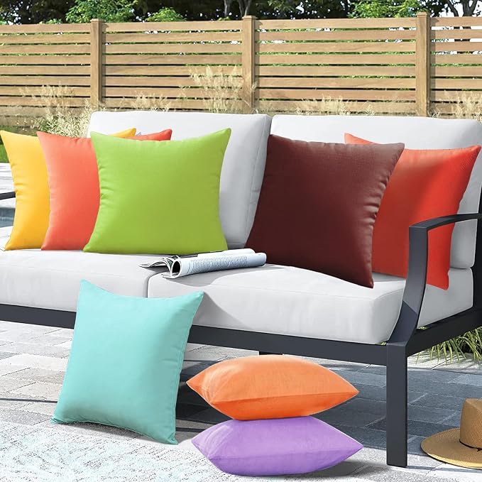 VAKADO Outdoor Waterproof Throw Pillow Covers 24X24 Set of 2 Decorative WineRed Patio Furniture Cushion Cases Outside Decor for Couch Garden Bench Porch