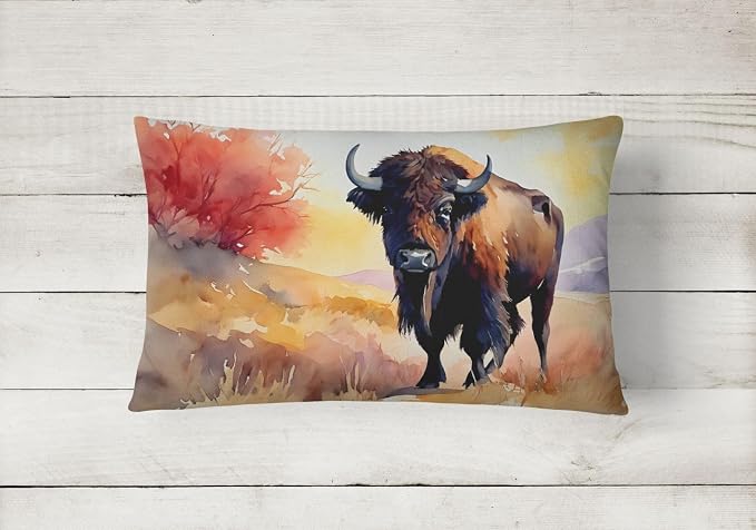 Caroline's Treasures DAC2872PW1216 American Bison Throw Pillow Machine Washable, Indoor Outdoor Decorative Pillow for Couch, Bed or Patio, 12HX16W