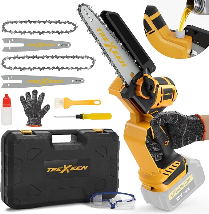 Mini Chainsaw for Dw Battery 20V MAX,8-Inch and 6-Inch 2-IN-1 Cordless Mini Chainsaw,Brushless Chain saw 20v for Wood Cutting, Tree Trimming (Battery Not Included)