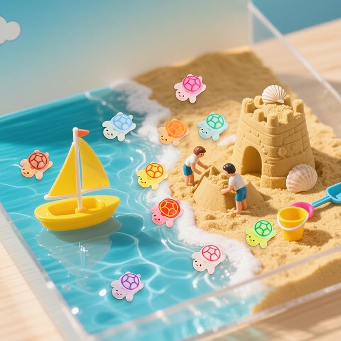 100pcs Luminous Mini Resin Turtles, Glow in the Dark Tiny Sea Turtle Animals to Hide Miniature Figures Small Plastic Ocean Animal for Fairy Garden Micro Landscaping Dollhouse Home Decor Crafts