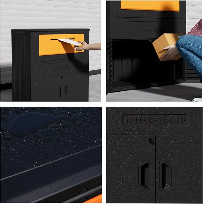 Mrosaa Package Delivery Boxes for Outside,Resin Anti-theft Lockable Package Delivery Box,Waterproof Deck Box for Porch, House, Curb, Patio,Bakcyard