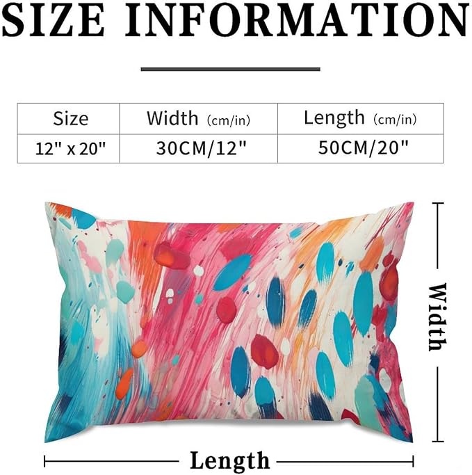 Make It Rain Fiesta Lumbar Cushion Cover Rainbow Colorful Pillow Case 12x20in Abstract Accent Throw Pillow Covers Farmhouse Decorative for for Home Decor Sofa Bedroom Car