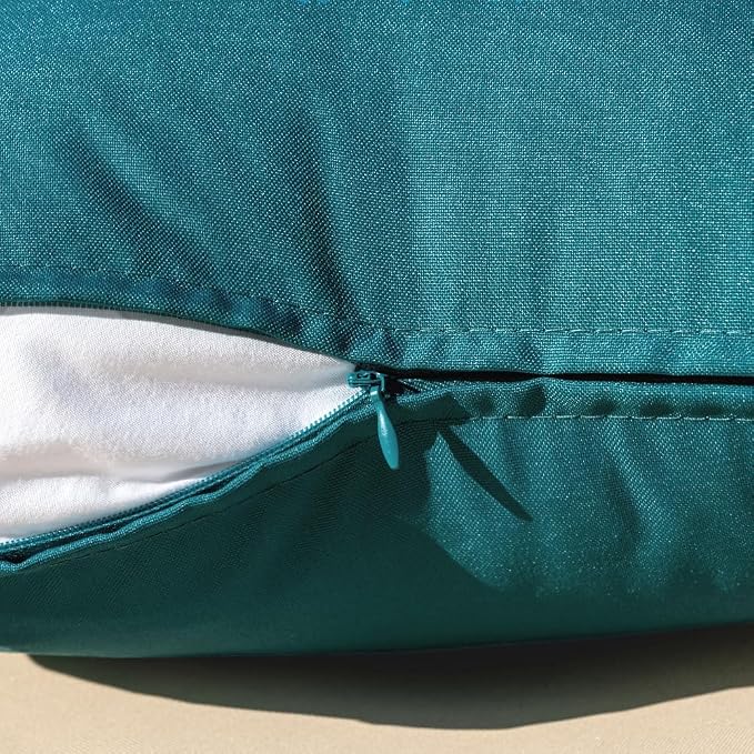 MIULEE Decorative Outdoor Waterproof Pillow Covers 16x16 Teal Blue | Decorative Patio Furniture,Pack of 2,Accent Square Soild Throw Pillow Covers,Summer Garden Tent Couch Sofa