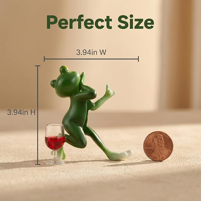 Tipsy Frog Pot Hugger, Waterproof Resin Frog Statue, Cute Miniature Frog Figurines Plant Pot Hanger for Garden, Yard, Home Office Decor, Funny Frog Ornament Gift, 3.94"x2.12"x3.94"