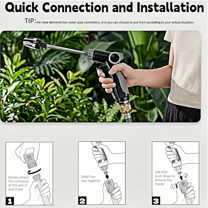 Aquoxis Pressure Washer, 2026 Upgrade Aquoxis Pressure Washer Gun, High Pressure Hose Nozzle with 360° Rotating Nozzle, 3 Spray Modes, Fit with U.S. 3/4In Threaded Hoses
