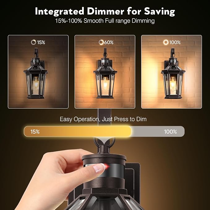 VIANIS Motion Sensor Outdoor Lights, 2 Packs Oil Rubbed Bronze Dusk to Dawn Outdoor Wall Lights Exterior, 100% Anti-Rust Aluminum Front Porch Wall Lantern, Modern Outdoor Wall Sconce for House, E26