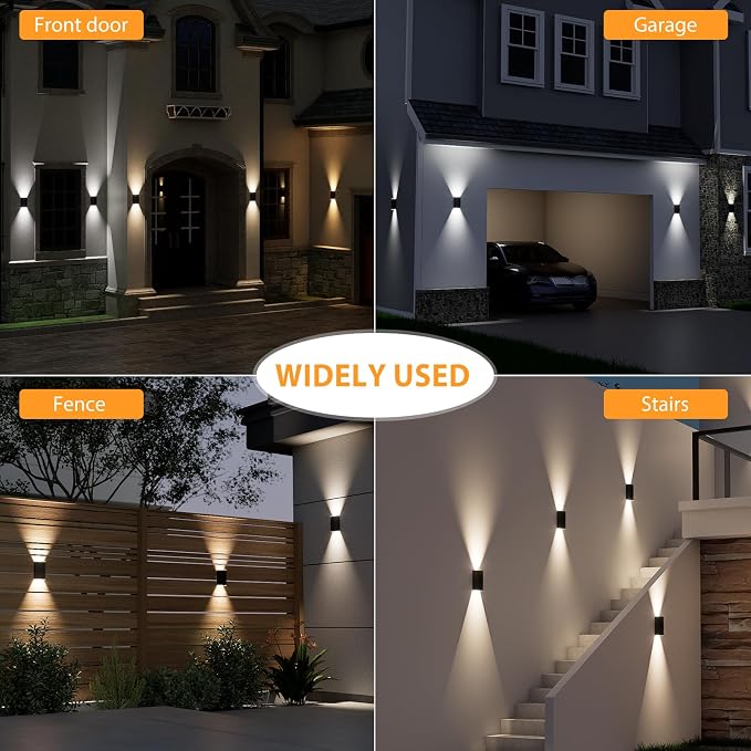 Solar Wall Light Outdoor,3000/4000/6000K 3 Modes Dusk to Dawn Lighting Wall Sconce IP67 Waterproof Up and Down Solar Lights Outdoor for House, Garage, Porch,Doorway (4 Pack)