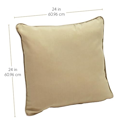 Factory Direct Partners Presidio 24" x 24" Square Decorative Throw Pillow Set with Piping for Indoor/Outdoor Furniture UV, Fade, Weather-Resistant Olefin Fabric (2-Pack) - Beige Sand, 13811-SD