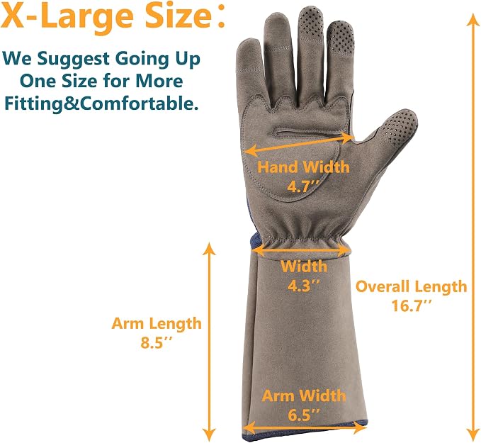 COOLJOB Thorn Proof Rose Pruning Garden Gloves for Men, Long Sleeve Padded Yard Work for Bush, Blackberry, Cactus, Heavy Duty/Puncture Resistant/Machine Washable, Xlarge, Navy | Heavy Duty Puncture Resistant Gardening Gloves, Breathable Padded Yard Wor...