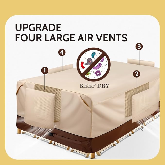 COSFLY Waterproof Patio Furniture Set Covers Durable, Outdoor Table and Chair Covers Rectangular Large - Fits up to 90L x 64W x 27.5H inches