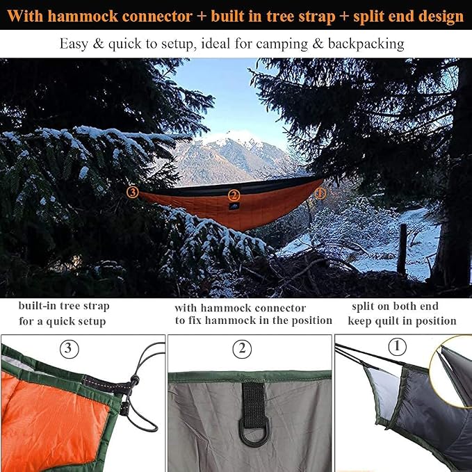 AYAMAYA Green+ Orange Single Hammock Hammock Underquilt