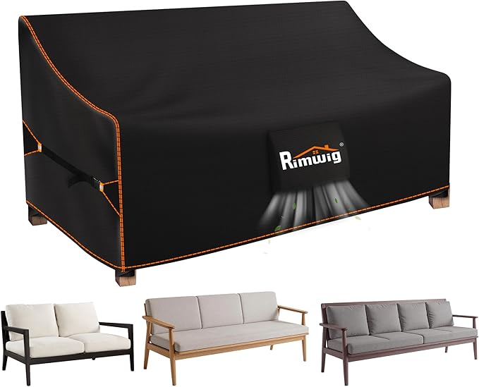 Waterproof Outdoor Sofa Cover 420D Oxford Fabric Patio Loveseat Cover with Windproof Straps Dustproof Protection for Furniture 87x30x35 inch Fits Most Outdoor Loveseats