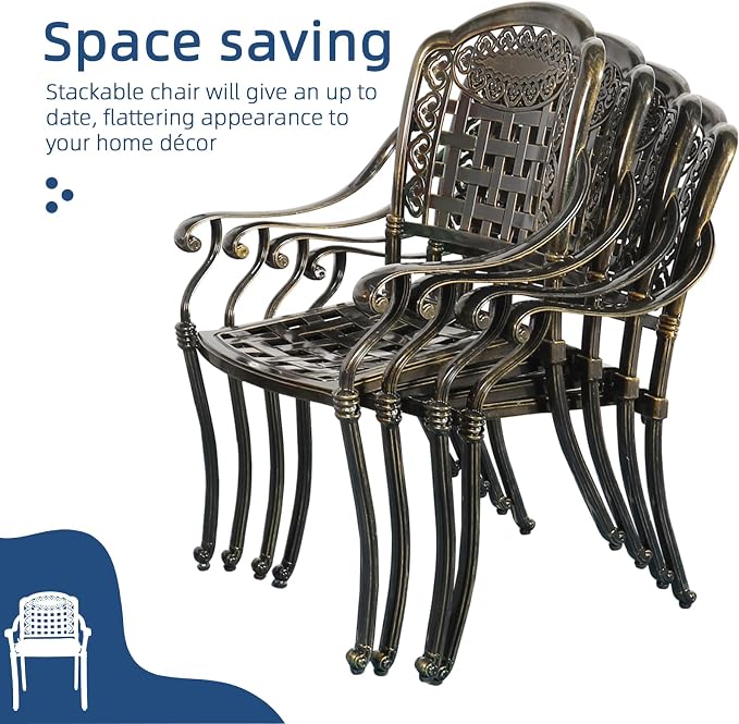 9-Piece Patio Cast Aluminum Dining Set, Outdoor Table and Chairs Set for 8, Includes 94.5" Rectangular Dining Table and 8 Cushioned Chairs with Umbrella Hole for Lawn Garden, Navy Blue