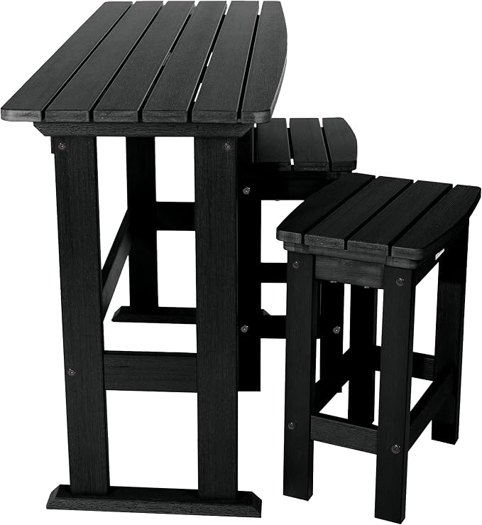 highwood Lehigh 3pc Counter Height Balcony Dining Set, Black