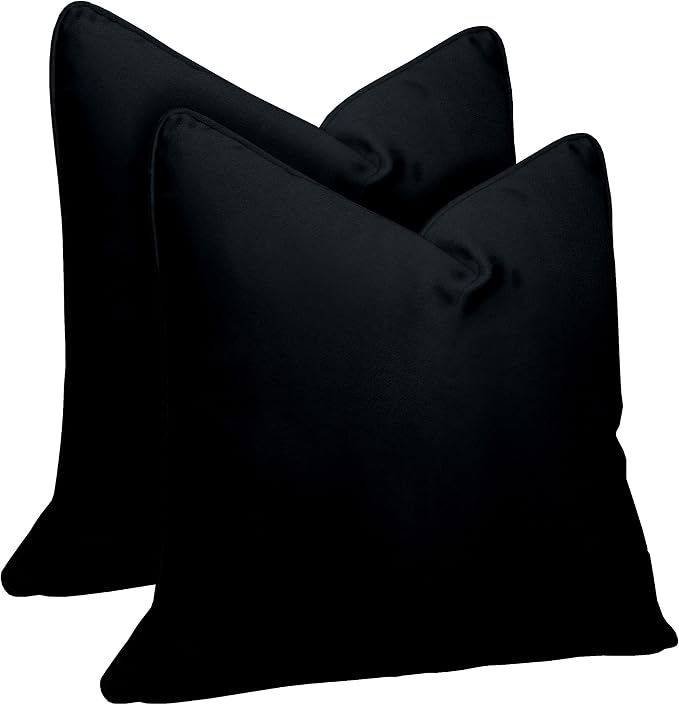 RSH DECOR Square Throw Pillows Set of 2, 17x17 Inch Decorative Pillows for Couch, Water-Resistant Patio Furniture Pillows, All-Weather Spun Fabric, Gadsen Ebony Black - Made in USA