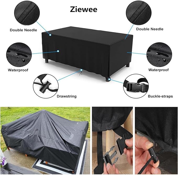 Outdoor Patio Furniture Covers Waterproof 108" L x 100" W x 40" H Rectangular Outdoor Table and Chair Set Cover 600D Wind Dust Proof Anti-UV Durable Patio Sectional Couch Cover 270x250x100cm