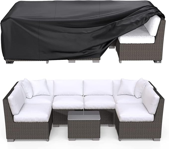 Patio Furniture Covers, Heavy Duty Outdoor Furniture Cover Waterproof, Sectional Sofa Set Covers Table and Chair Set Cover, 74"L×47"W×28"H