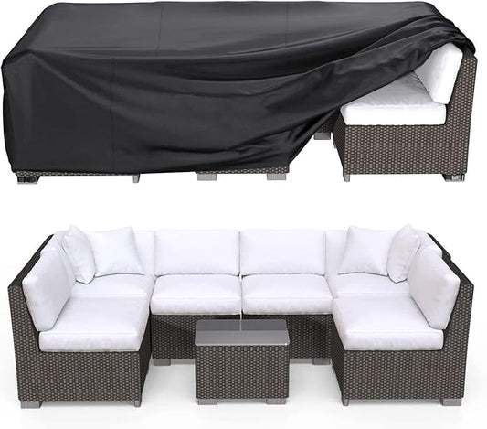 Patio Furniture Covers, Heavy Duty 600D Outdoor Furniture Cover Waterproof, Sectional Sofa Set Covers Table and Chair Set Cover,138"L×86"W×28"H