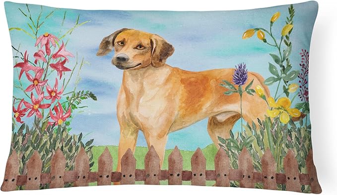 Caroline's Treasures CK1238PW1216 Rhodesian Ridgeback Spring Canvas Fabric Decorative Pillow Machine Washable, Indoor Outdoor Decorative Pillow for Couch, Bed or Patio, 12HX16W