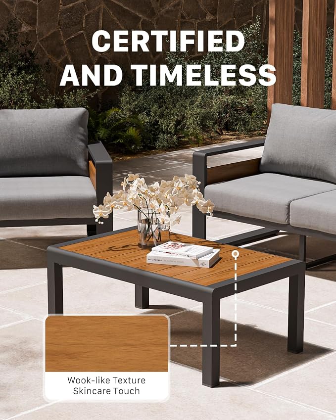 ZANDOR Aluminum Outdoor Patio Furniture Set with Coffee Table, 2 Seats Patio Conversation Sets with Washable Thick Cushions, Outdoor Sectional for Porch, Backyard, Deck, Garden & Poolside, Silver