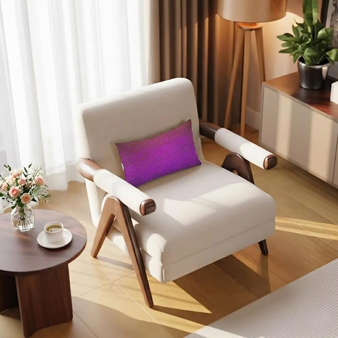 Chaise Lounge Headrest Pillow 1 Pack, Purple Red Ombre Waterproof Chair Pillows with Insert & Adjustable Elastic Strap for Beach Pool Recliner, Geometric Stained Glass Outdoor Patio Pillow