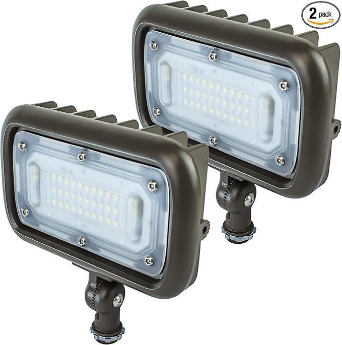 Newhouse Lighting WW30BRZ-2 30-Watt Die-Cast Aluminum LED Wall Wash Flood Light Outdoor, Weatherproof Landscape Lighting 2695 Lumens, 3000K Warm White, 120-277V, 1/2" Knuckle Mount Bronze, 2-Pack