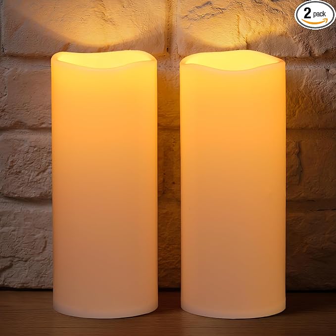 NURADA Large Outdoor Solar Candles Waterproof - 12" x 5" Rechargeable Solar Powered Flameless LED Pillar Flickering Candle for Patio Porch Lanterns Decor - Ivory White