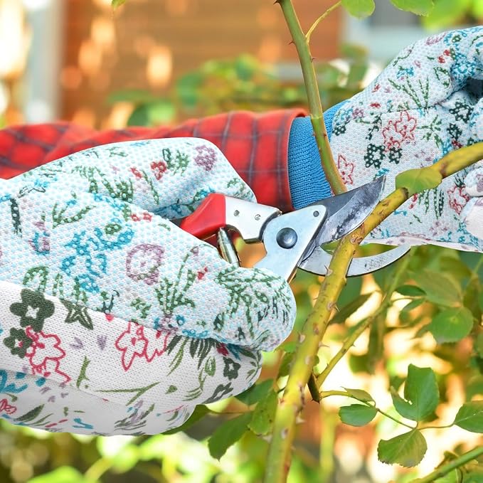 Ainiv Floral Gardening Gloves for Women/Ladies, Non-Slip Garden Work Gloves | Breathable Yard Work Glove Light Working Gloves