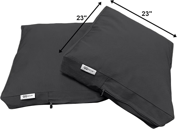 2 Pack 23X23 Inch Outdoor Back Cushion Memory Foam Pillows with Waterproof Internal Cover for Patio Furniture, Sofa, Loveseat, Deep Seat Chair - Space Gray Color