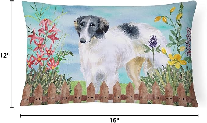 Caroline's Treasures CK1234PW1216 Borzoi Spring Canvas Fabric Decorative Pillow Machine Washable, Indoor Outdoor Decorative Pillow for Couch, Bed or Patio, 12HX16W