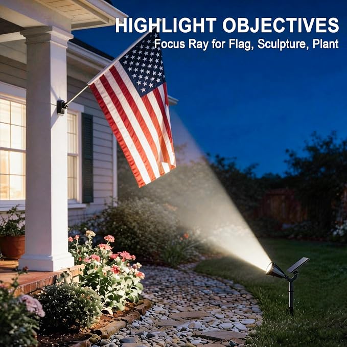 Solar Spot Lights Outdoor Waterproof IP65, Flag Landscape Spotlights | 6 Pack 4 Lighting Modes Solar Powered Spotlights Auto On/Off,Solar Garden Yard Pathway Wall Uplights for Outside,Cool White