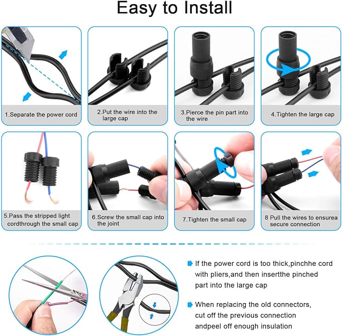 iCreating 56Pack Low Voltage Wire Connector, Landscape Lighting Connectors Waterproof for 14/2 Gauge Cable Landscape Wire Connectors Waterproof for Outdoor Path Lights Spotlights In-Ground Lights