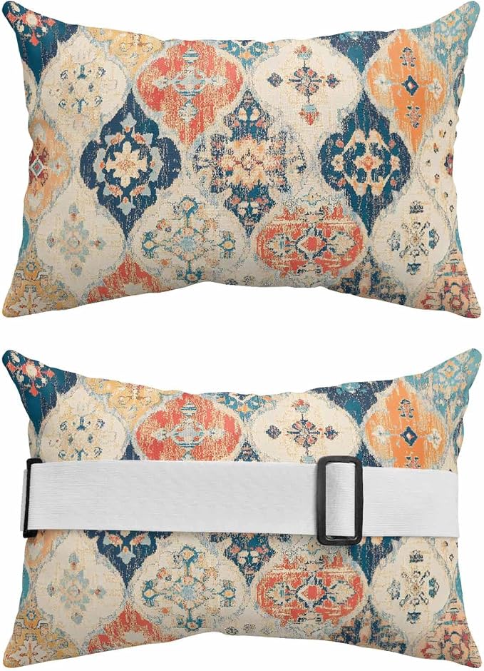 Outdoor Lumbar Cushions with Inserts, Boho Vintage Abstract Art Rustic Morocco Texture Waterproof Fluffy Fade Body Pillows, Patio Furniture Pillow for Home Balcony Garden Decor 11x16IN