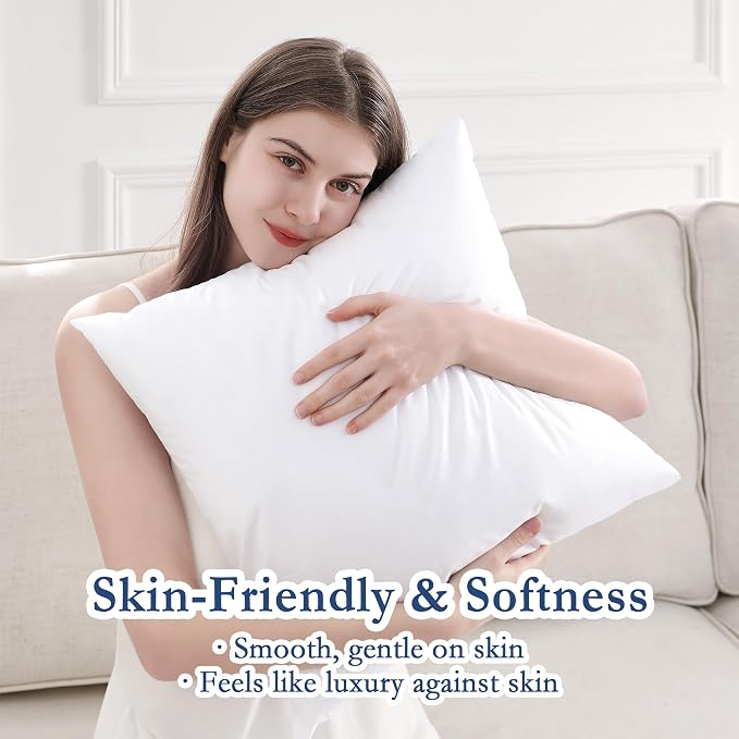 puredown® 20x20 Outdoor Pillow Inserts, Set of 4, Fluffy Soft Water-Resistant Down Alternative Square Form Sham Stuffer for Porch Swing Sofa Couch Cushion Patio Furniture