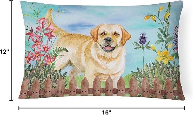 Caroline's Treasures CK1226PW1216 Golden Retriever Spring Canvas Fabric Decorative Pillow Machine Washable, Indoor Outdoor Decorative Pillow for Couch, Bed or Patio, 12HX16W