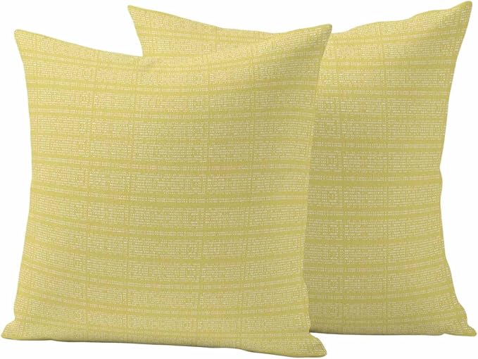 Outdoor Waterproof Throw Pillow Covers Set of 2 Yellow Stripes Grain Pillowcases 20x20 Inches Solid Color Decorative Pillows Cushion Case Patio Pillows for Couch Bed Chair Garden