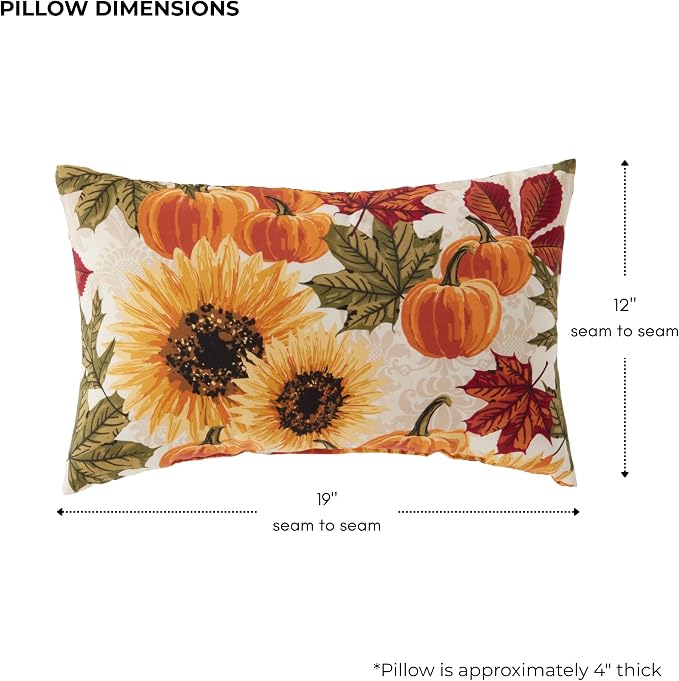 Set of 2 Outdoor Throw Pillows 19 x 12 Inch – Reversible Rectangle Patio Accent Pillows – Weather-Resistant Polyester Fabric – Eco-Friendly Recycled Polyfiber Fill – Marisol